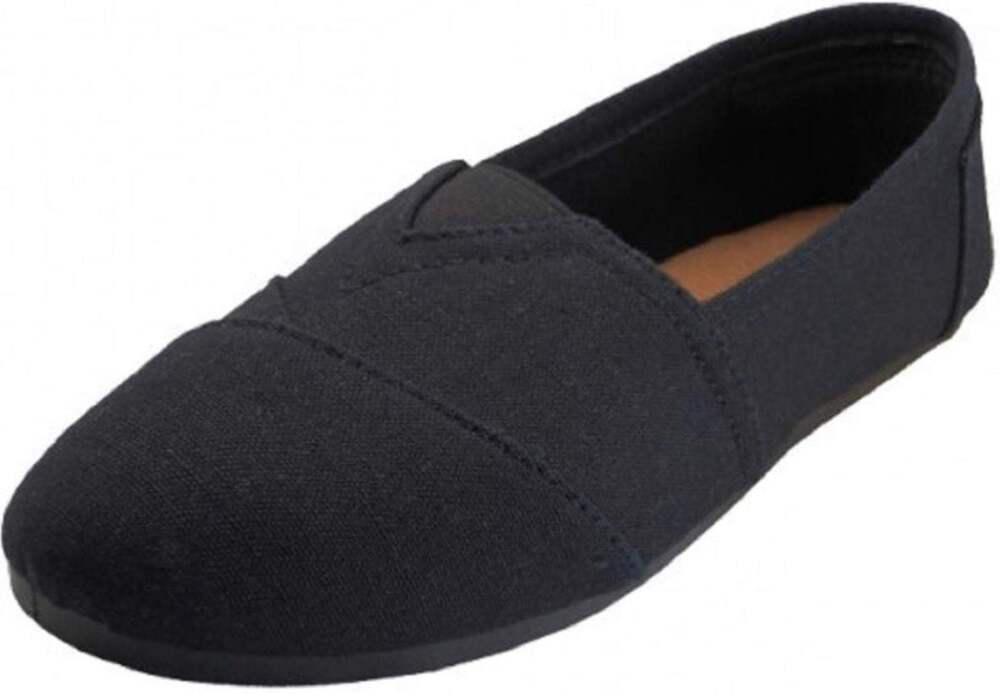 Easy USA Women's Canvas Slip-On Flats in Black